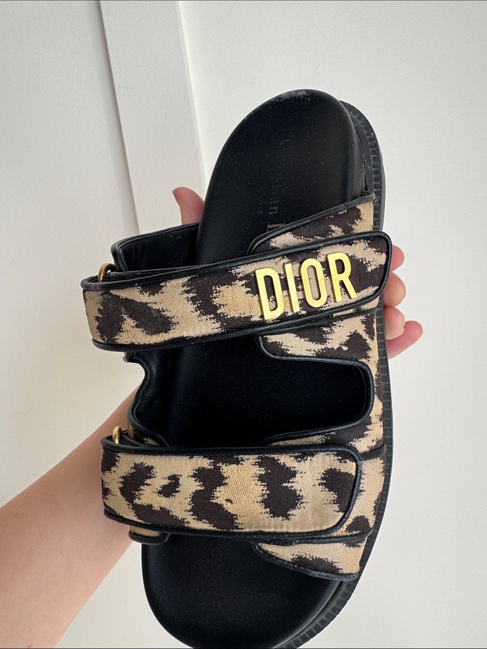 Dior Black & Beige Logo Canvas Double-Strap Slide